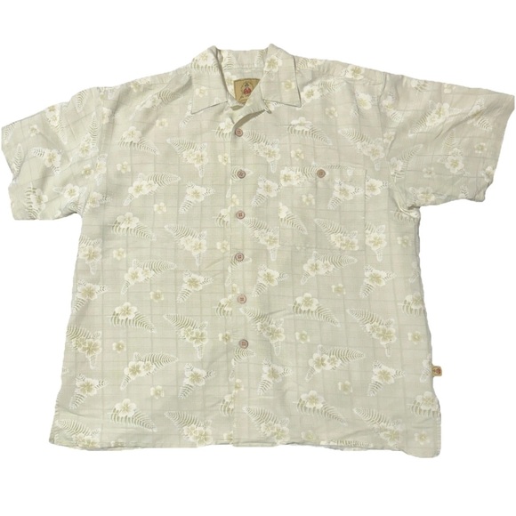 Joe Marlin Men’s L Green Floral Hawaiian Shirt Casual Vacation retirements - Picture 1 of 8